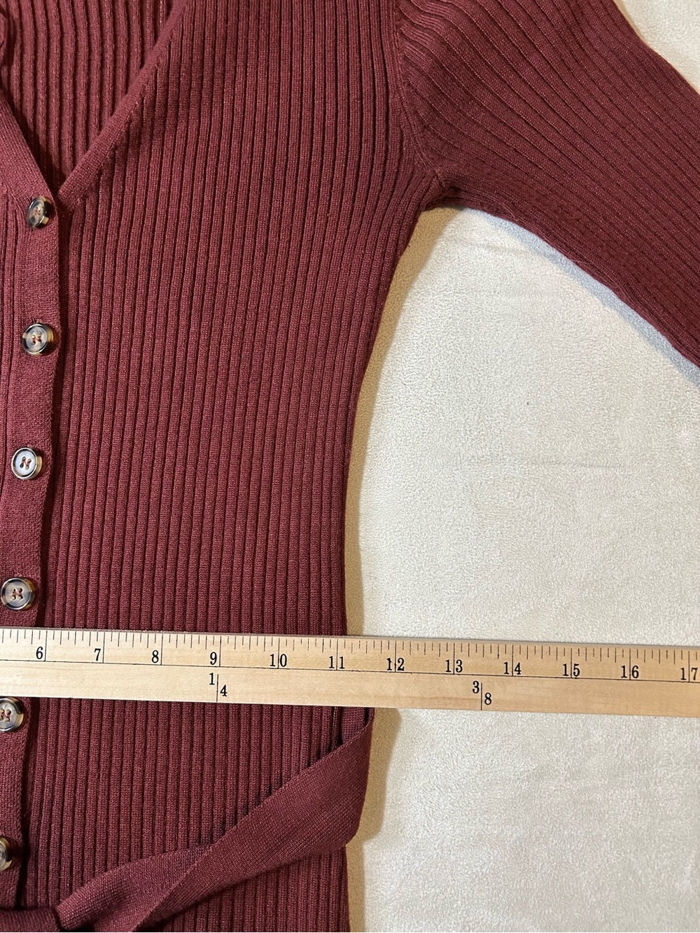 Pink Rose Rust Ribbed Button Front Belted Midi Dress S - Picture 7 of 12